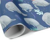 Schattig Manatees met bubbels patroon Cadeaupapier (Rol Hoek)
