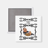 Schattig Mandarijn Eend Cartoon Monogram Magneet (Voorkant / Achterkant)