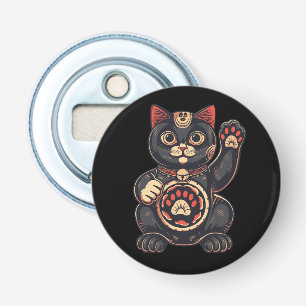 schattig Maneki Neko kat print getekend Japans Button Flesopener