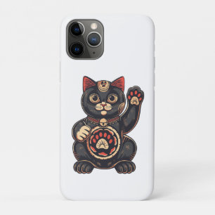 schattig Maneki Neko kat print getekend Japans iPhone 11 Pro Hoesje