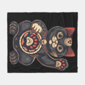 schattig Maneki Neko kat print getekend Japans Fleece Deken (Voorkant (Horizontaal))