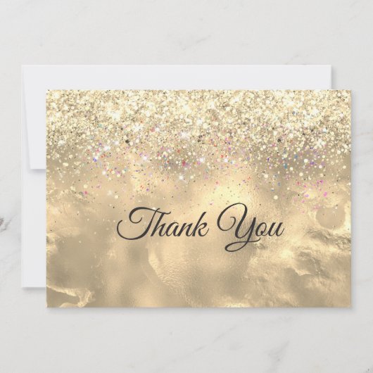 Schattig marmer kunst gouden faux glitter bedankkaart (Voorkant)