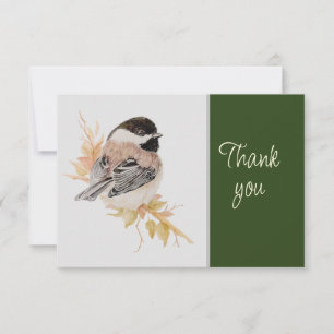 Schattig Meesje Vogel Natuur WatercolorDank je Bedankkaart