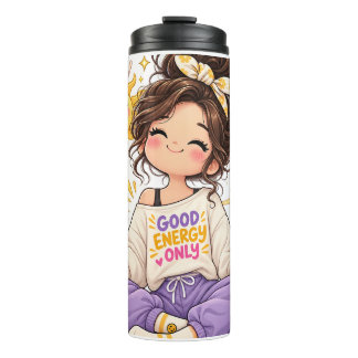 Schattig Meisje "Alleen Goede Energie" Thermische Thermosbeker