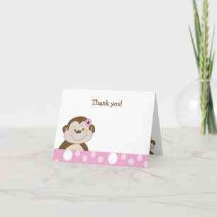 Schattig meisje Bambino aap roze stip bedankbriefj Bedankkaart