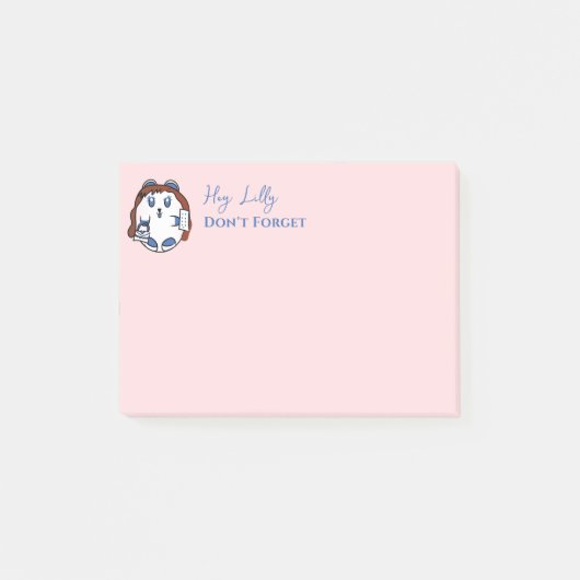 Schattig meisje Cartoon Grappige spreuk Blush Roze Post-it® Notes (Voorkant)