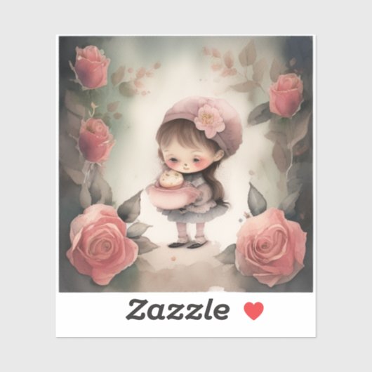 schattig meisje cartoon stickers (Vel)