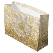 Schattig meisje, Daisy, Glittery, Bokeh Large Cadeautasje (Achterkant Gekanteld)