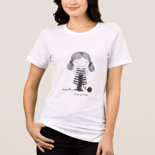 Schattig Meisje dat Breiwerkjes Maakt I Love Breie Tri-Blend Shirt