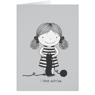 Schattig Meisje dat Breiwerkjes Maakt I Love Knitt