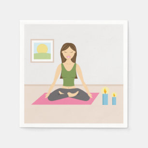 Schattig Meisje Doet Yoga In Een Mooie Kamer Servetten