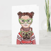 Schattig Meisje & Franse Bulldog Bijpassende Bril