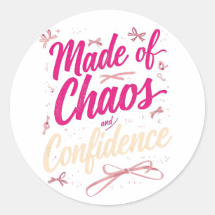 Schattig Meisje Gemaakt Van Chaos En Zelfvertrouwe Ronde Sticker