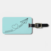 Schattig meisje hart papier vliegtuig avontuur wac bagagelabel (Voorkant horizontaal)