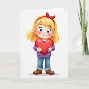 Schattig Meisje Houdt Van Jou Hart Kaart