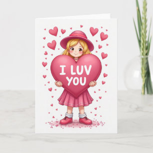 Schattig Meisje Ik Lief Je Hart Kaart