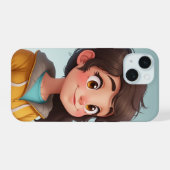 schattig meisje iPhone 15 hoesje (Achterkant horizontaal)