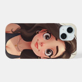 schattig meisje iPhone 15 hoesje (Achterkant horizontaal)