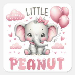 Schattig Meisje Kleine Pinda  Vierkante Sticker