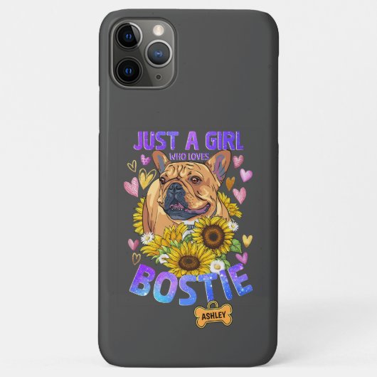 Schattig Meisje Loves Boston Terrier Zonnebloem Ho Case-Mate iPhone Case (Achterkant)