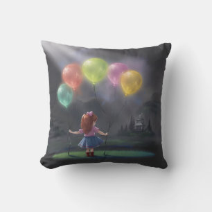 Schattig Meisje met Ballonnen Kussen