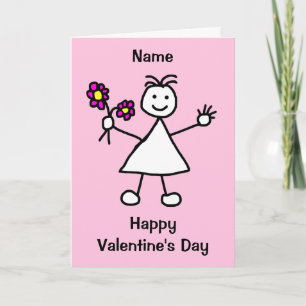 Schattig meisje met bloemen Valentijnsdag Kaart