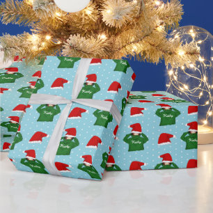 Schattig meisje met groene hoodie Kerstman hoed Ke Cadeaupapier