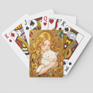 Schattig Meisje Met Kat Art Nouveau Gustav Klimt S Pokerkaarten