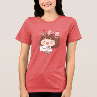 Schattig Meisje Met Liefdesbrief Tri-Blend Shirt