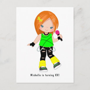 Schattig meisje met rossig haar Rockster Verjaarda Briefkaart