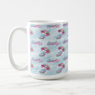 SCHATTIG MEISJE NIJLPAARD IN EEN BADPAKKETJE OP HE KOFFIEMOK