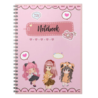 Schattig meisje roze notitieboek