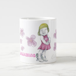 Schattig meisje verkleedt zich extra grote beker