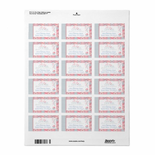 Schattig meisje zakelijk adres label (Full Sheet)