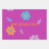 schattig meisjes retro bloem inpakpapier vel (Voorkant 2)