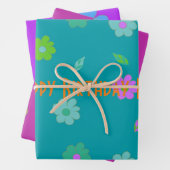 schattig meisjes retro bloem inpakpapier vel (In situ)