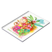 Schattig meisjesaapje klimt in boom notitieboek (Linkerzijde)