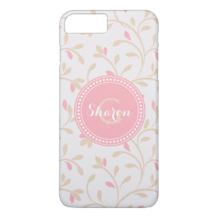 Schattig meisjesachtig pastel roze bloemmotief mon 	iPhone 8 plus / 7 plus hoesje
