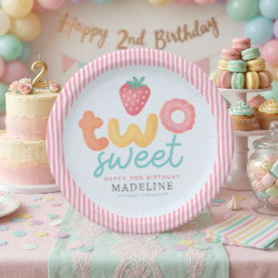 Schattig Meisjesachtig Roze Twee Zoete Zomer 2de V Papieren Bordje