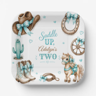 Schattig Meisjesachtig Western Cowgirl Paard Verja Papieren Bordje