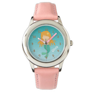 Schattig Mermaid Meisje Gepersonaliseerde Meisjes  Horloge