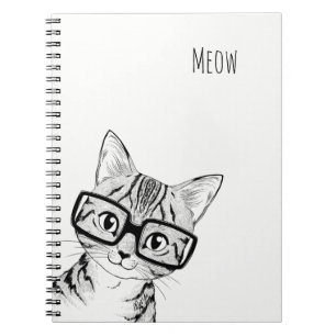 Schattig met de hand geschreven Nerdy Cat Art Note Notitieboek