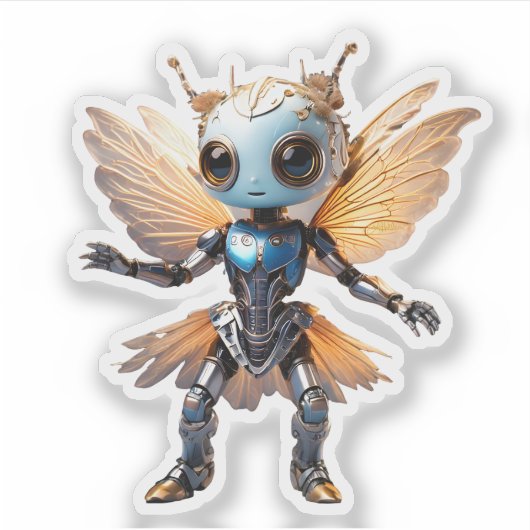 Schattig Mier Meisje Dansende Robot Pixie Sticker (Voorkant)