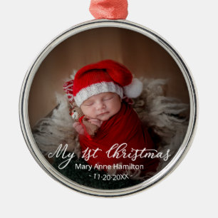 Schattig Mijn Eerste Kerstmis Pasgeboren Baby Foto Metalen Ornament
