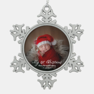Schattig Mijn Eerste Kerstmis Pasgeboren Baby Foto Tin Sneeuwvlok Ornament