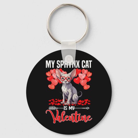 Schattig Mijn Sphynx Kat Is Mijn Valentijn Valenti Sleutelhanger (Voorkant)