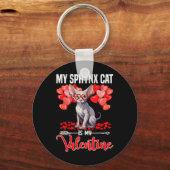 Schattig Mijn Sphynx Kat Is Mijn Valentijn Valenti Sleutelhanger (Voorkant)