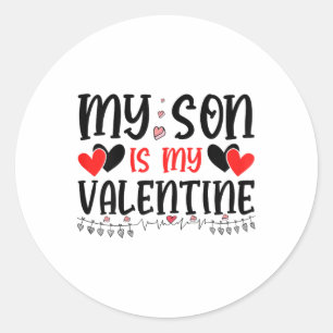 Schattig mijn zoon is mijn Valentijn Moeder Hart V Ronde Sticker