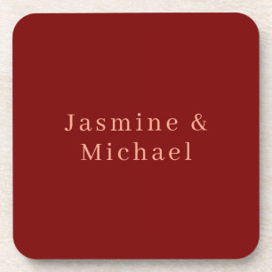 Schattig Minimalistisch Diep Rood & Perzik Eigen N Bier Onderzetter