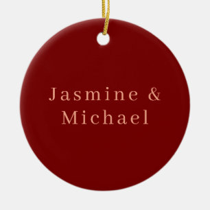 Schattig Minimalistisch Diep Rood & Perzik Eigen N Keramisch Ornament